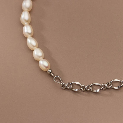 925 Sterling Silver Baroque Pearl Fashion Bracelet Chain Link For Women Irregular Design Fine Female Jewelry Gifts