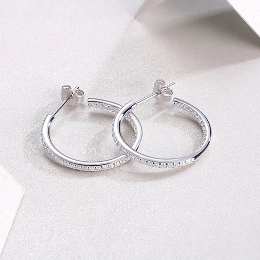 0.7cttw Certified Moissanite Hoop Earrings for Women Sparkling 925 Sterling Silver Ear Jewelry Wedding Gift Wholesale