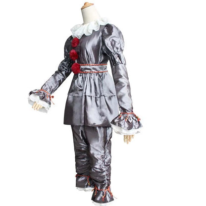 Pennywise Cosplay Costume Adult/Kids Clown Revival COS Terror Horro Clothing Set for Halloween Carnival Masquerade(130CM-XXXL))