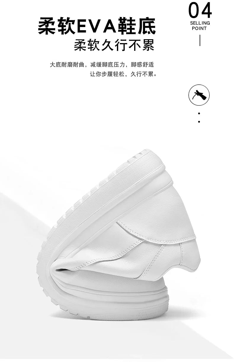 Novos sapatos masculinos invisíveis para aumentar a altura, sapatos esportivos de 6 CM-8 CM-10 CM, sapatos esportivos de couro branco para homens, tamanhos ampliados 36-46