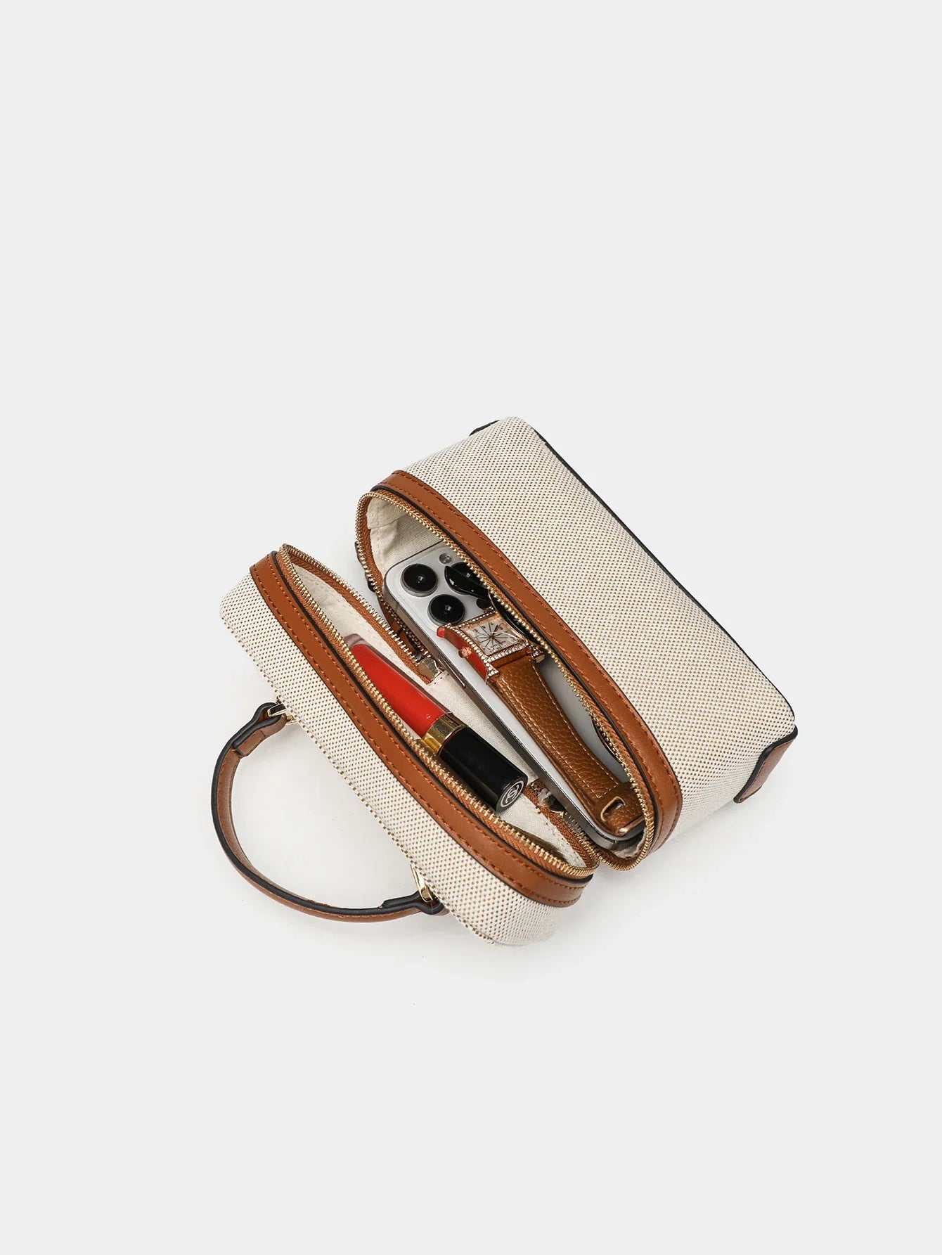 Fashionable versatile box bag brown one shoulder trendy hand-held hard fashionable small square bag