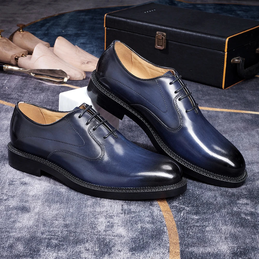 Fashion brand smooth Oxford shoes business formal leather shoes men's 2025 winter high heels wedding pointed office shoes