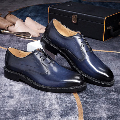 Fashion brand smooth Oxford shoes business formal leather shoes men's 2025 winter high heels wedding pointed office shoes