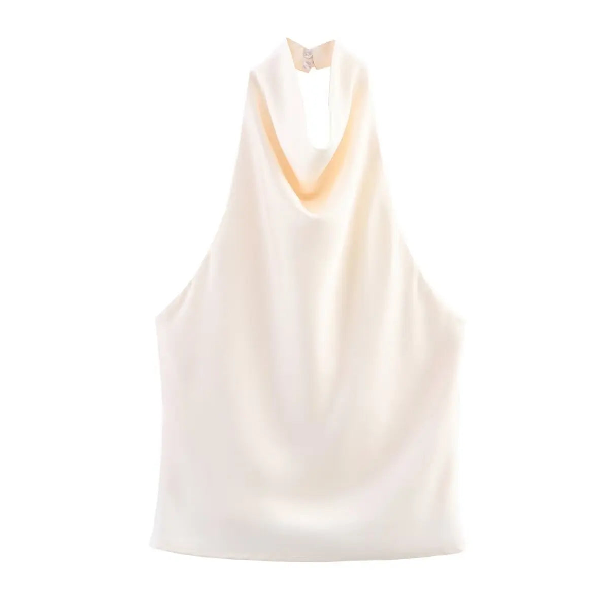 Elegant Women's Satin Backless Halter Vest Summer Solid Sleeveless Sexy High Street Waistcoat Female Slim Camisole Tops