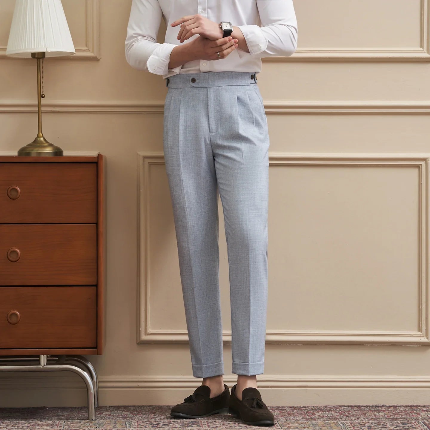 Neapolitan-Style Men‘s Cuffed Ankle Trousers | Slim Fit | Spring/Summer New Arrival