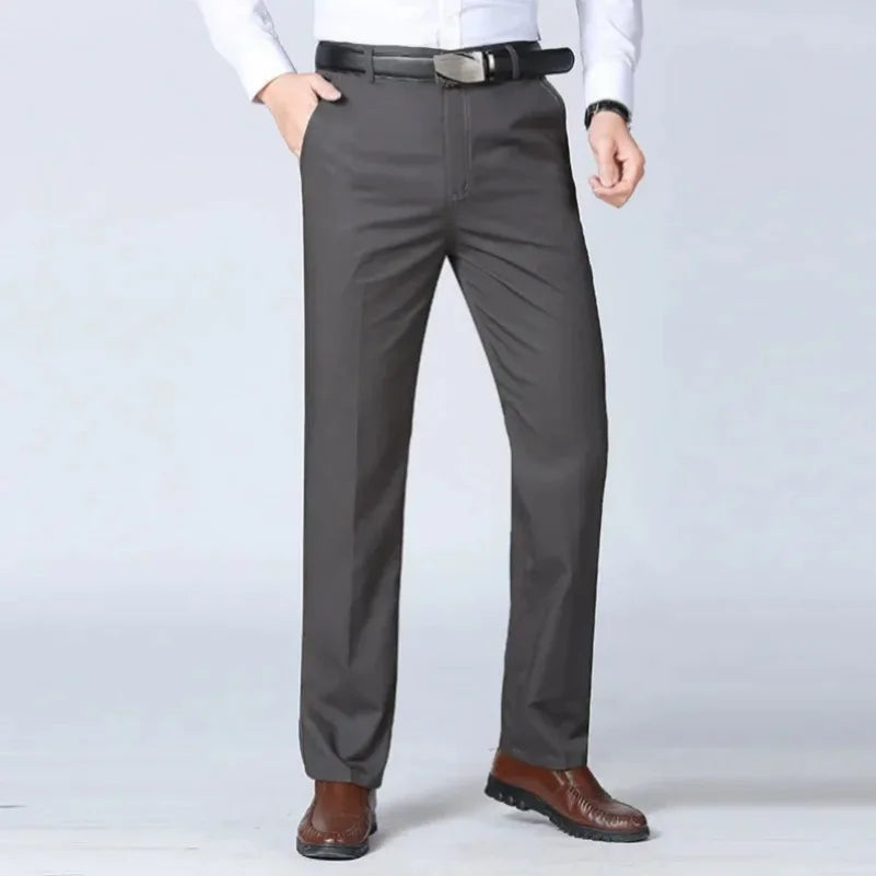 New Arrival 100% Cotton Summer Spring Men's Casual Pants Fashion Solid Black Beige Gentle Thicken Trousers Brand Smart Suit Pant