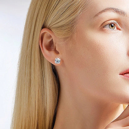 4 Prong 0.2-2CT Moissanite Stud Earrings D Color For Women Men S925 Silver Plated 18k Party Wedding Diamond Earring GRA