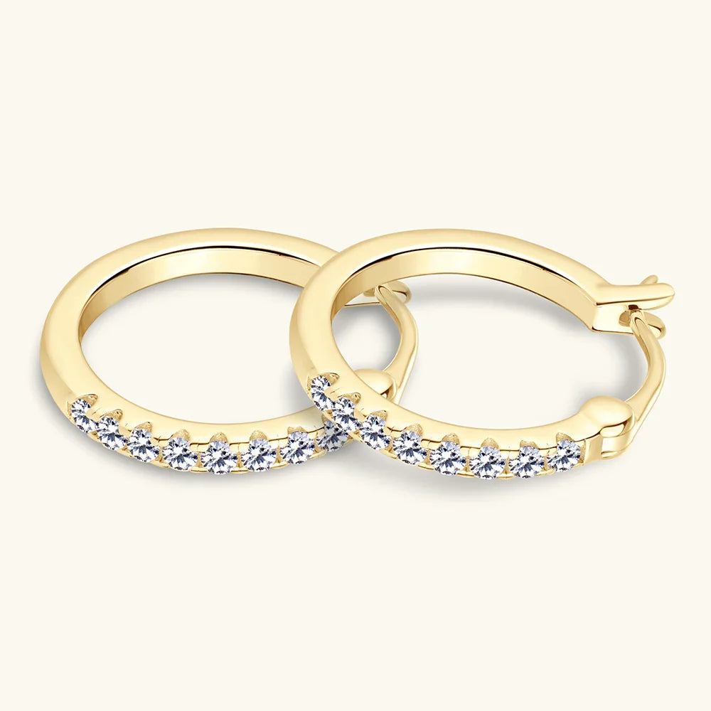 Hoops 1.8mm Moissanite Earrings For Women Real 925 Sterling Sliver Plated Yellow Gold Hoop Earring Fine Jewelry Christmas Gifts