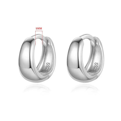 Real 925 Sterling Silve Fashion Inside Diameter 6 7 8 9 10mm Hoop Earrings For Women Men Personality Jewelry DG0132