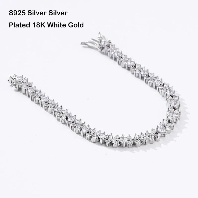 Original Clover Pear Cut Zircon Tennis Bracelet for Women Lady S925 Silver High Carbon Gemstone Link Bracelets Wholesale