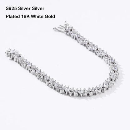 Original Clover Pear Cut Zircon Tennis Bracelet for Women Lady S925 Silver High Carbon Gemstone Link Bracelets Wholesale