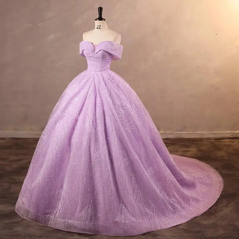 Wedding Dress Shiny Wedding Dress Classic Boat Neck Bridal Party Gown Vestido De Noiva Robe De Mariee Customized