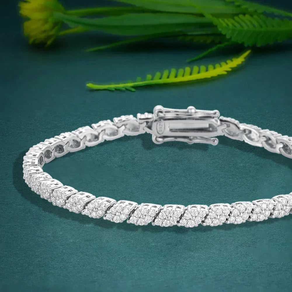 Shape Full Moissanite Tennis Bracelets for Women Men S925 Silver D Color Sparkling Diamond Bangles with Certificate