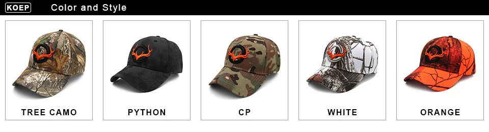 Baseball Cap Fishing Caps Men Outdoor Hunting Camouflage Jungle Hat 3D Deer Embroidery
