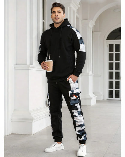 Men's Tracksuit Hoodie Sets Camouflage Hand  Hooded Leisure Suit Man Sweatshirt Pants Tactical Sweat Sports Suit