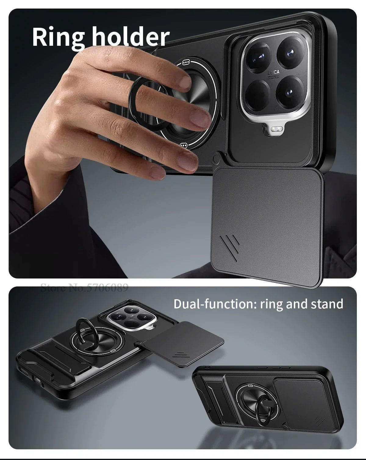 15T/15T Pro Armor Case For Xiaomi 15T Pro Case Shockproof Slide Lens Protector Phone Cover For Xiaomi 15T Case Fundas With Ring
