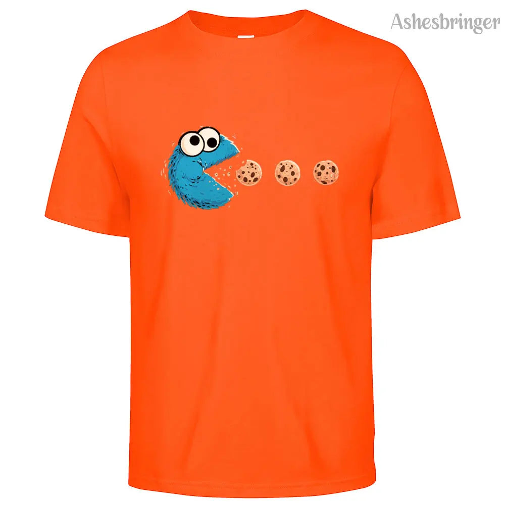 Mens Cotton Funny NomNom-Cookie Adventure Graphic T Shirt on Unisex Street Casual Style Tee for Men and Women
