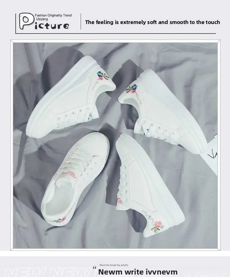 Childs Breathable Leather Panel Shoes Women Solid Color Versatile Kid Shoes Girls Autumn White Shoes Low Top Sports Casual Shoes