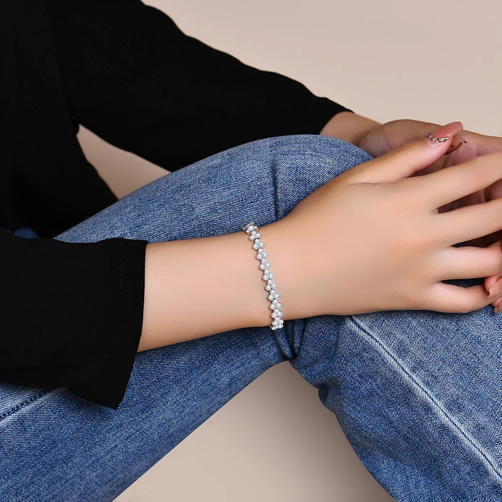 Luxurly Brilliant Cut 3.0mm Moissanite Diamond Bracelet for Women Men Real 925 Sterling Silver Anniversary Wedding Gift