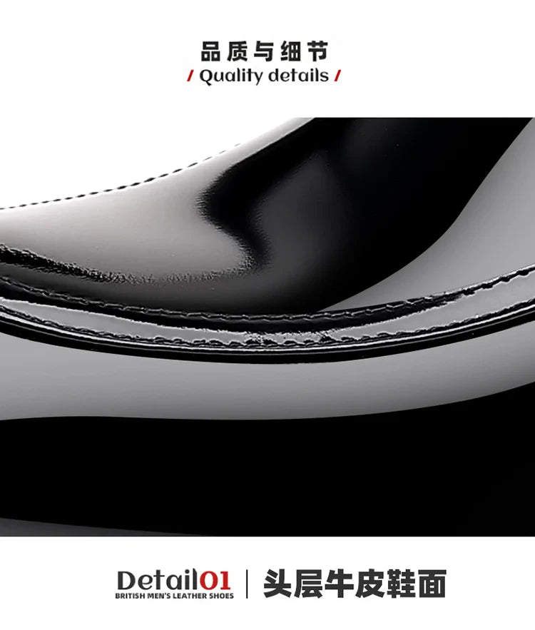 Men's Leather Shoes Genuine Leather High-end Brand One-pedal Formal Business 2025 New Shoes Glossy Doudou  Wedding  Dress Shoes