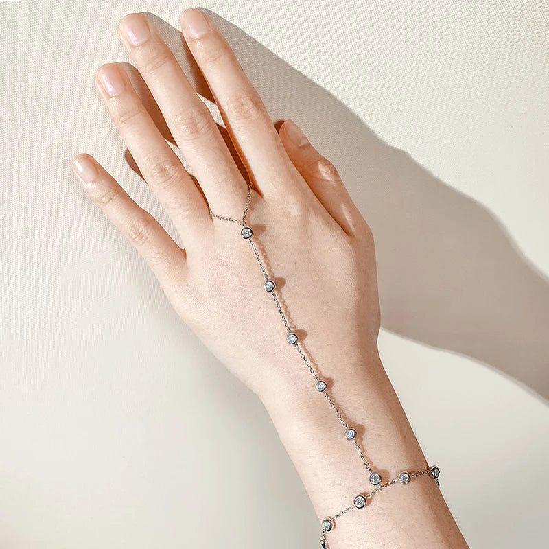 3mm D Color Moissanite Bracelets for Women 14-21cm Adjustable Chain GRA Certified s925 Sterling Silver Bubble Bracelet