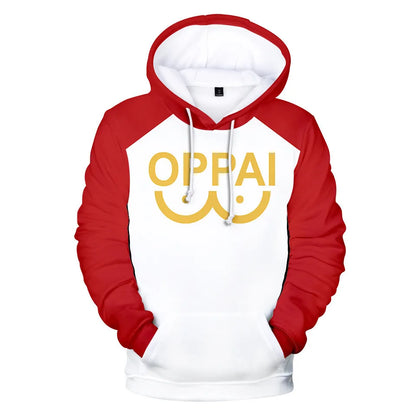 Anime Saitama Oppai Hoodie Hooded Sweatshirt Hoodie Cosplay Costume Fleece Fashion Harajuku Jacket and Coat Brand Clothes