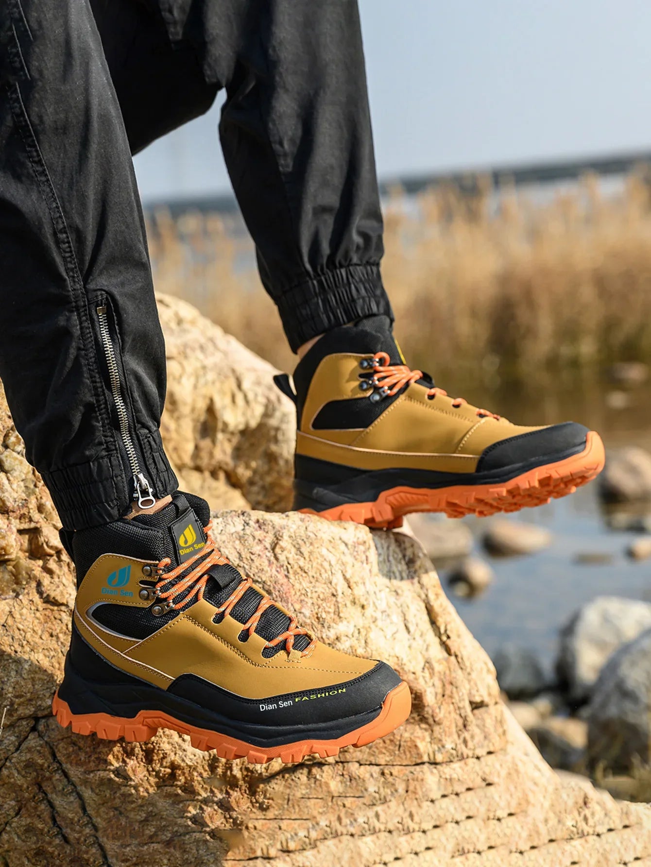 Men Work Boots Puncture-Proof Waterproof Work Shoes Steel Toe Safety Boots Industrial Indestructible Boots Side Leather Shoes