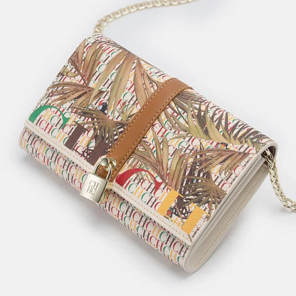 Chain Bag with Floral Letter Print Lock Design High Quality PU Material Women's 2025 Designer Shoulder Bag