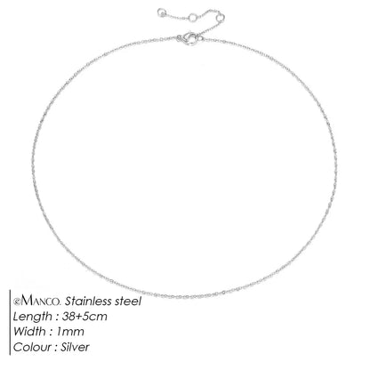 Fine Chain Necklace Stainless Steel Gold Color Pendants Short Long Statement Women  Colar Gift Stainless Steel Jewelry