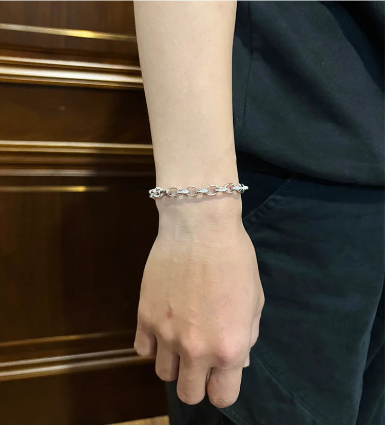 Full Moissanite Diamond Hook Link Chain Bracelet 1.2mm D Color For Woman Man S925 GRA Certified Couple Bracelets Bangle