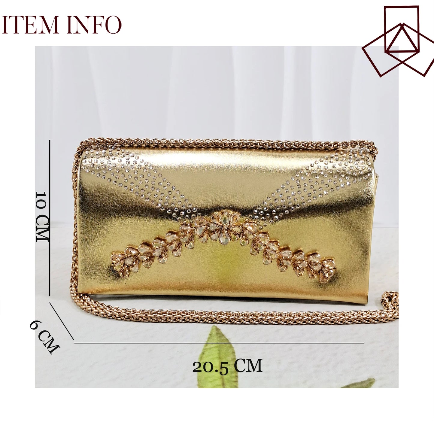 Italian Inspired Gold Rhinestone HAND CRAFTED UPPER Pointed Toe Women High Heels Shoes and Bag Set Elegant Party Shoes