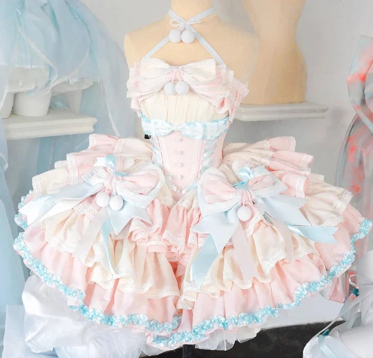 Girls Birthday Lolita Dress 2024 Spring and Summer Women's Tube Top Satin Bowknot Slim Pettiskirt Short Mini Party Dress