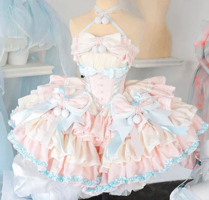Girls Birthday Lolita Dress 2024 Spring and Summer Women's Tube Top Satin Bowknot Slim Pettiskirt Short Mini Party Dress