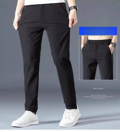 Men Summer Thin Casual Pants Trendy Fashion Classic Solid Color Versatile Straight Trousers Breathable Daily Outdoor Streetwear