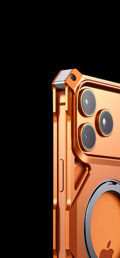 Metal Hollow Heat Dissipation Case For iPhone 17 Pro Max Magnetic Aluminum Alloy 360 Rotating Ring Holder Bracket Stand Cover