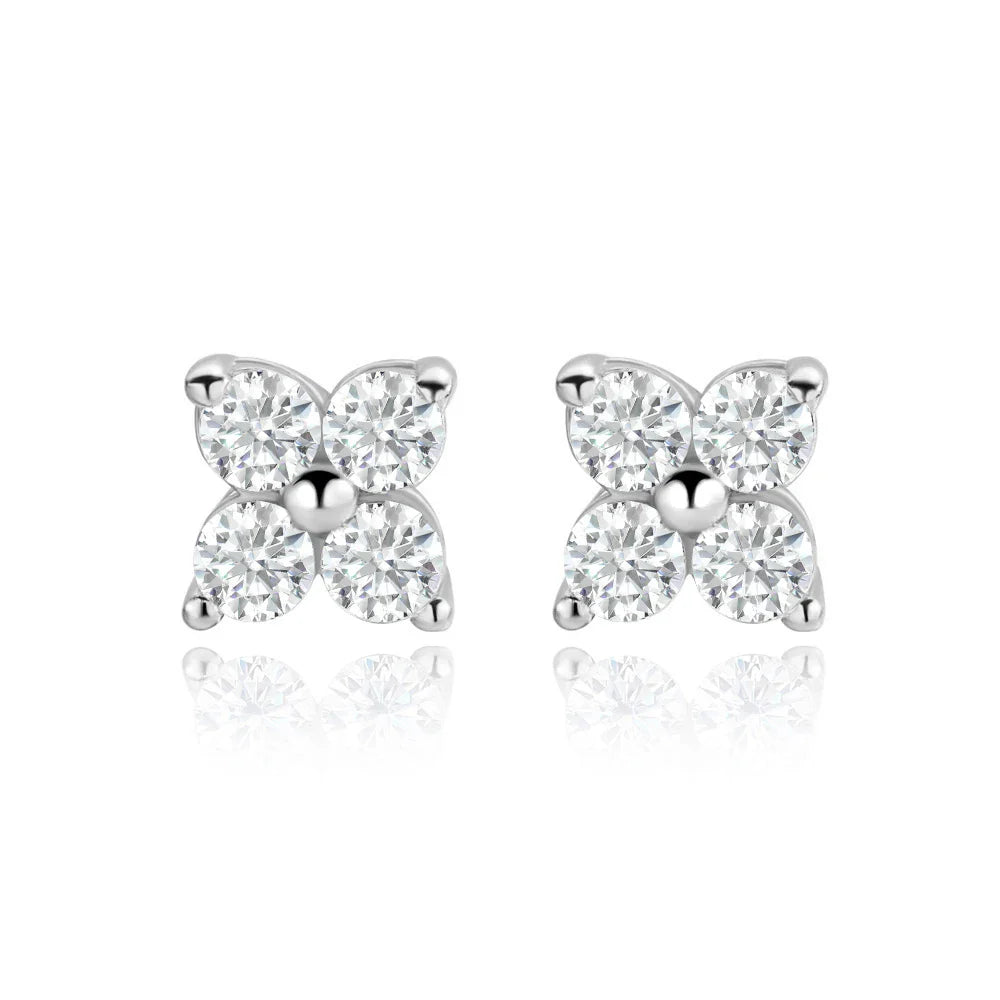 100% 925 Sterling Silver 0.1ct 3mm Moissanite Stud Earrings For Women 18K Gold Plated Sparkling Wedding Party Fine Jewelry