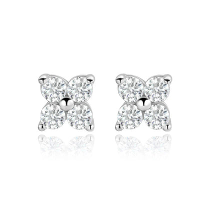100% 925 Sterling Silver 0.1ct 3mm Moissanite Stud Earrings For Women 18K Gold Plated Sparkling Wedding Party Fine Jewelry