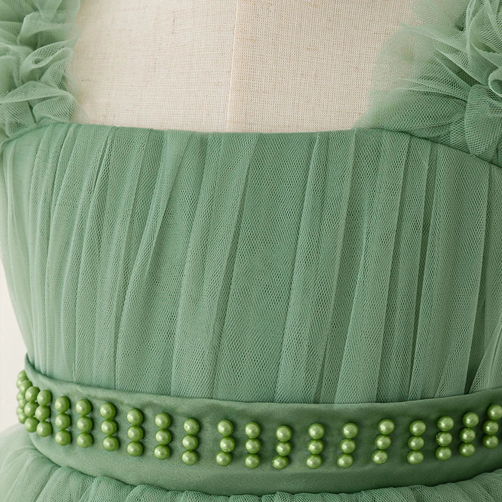 Vestido Infantil Verão Contas Meninas Elegante Aniversário Casamento Damas de Honra Princesa Vestidos Menina Laço Noite Formatura Vestidos