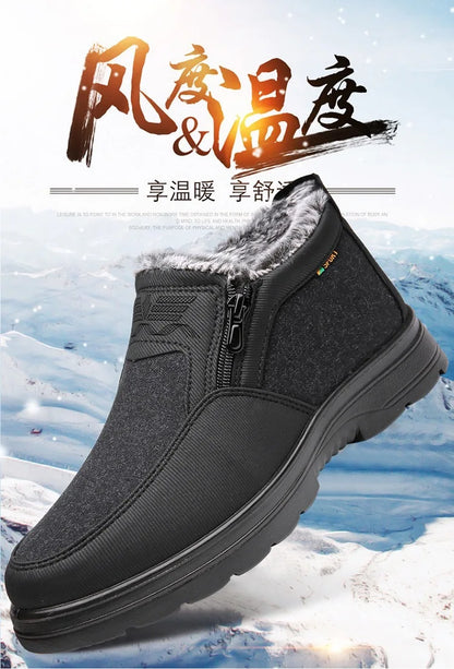 Winter high top men's cotton shoes with thick fleece, warm, waterproof, anti slip, oversized, unisex boots 38-48 boots for men
