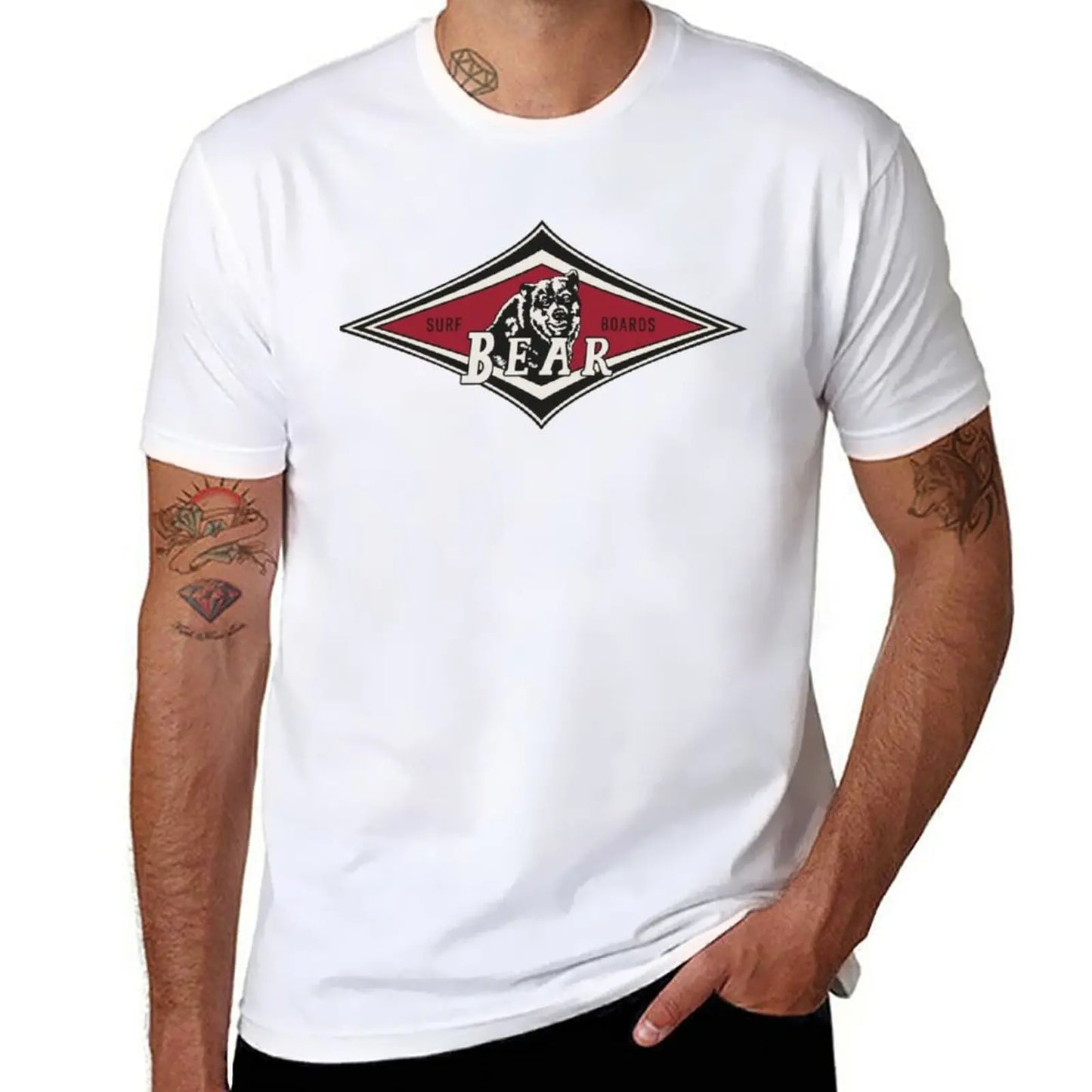 New Vintage Surfing Bear Big Wednesday cult Surfboard surf logo diamond retro T shirt T-Shirt T-Shirt