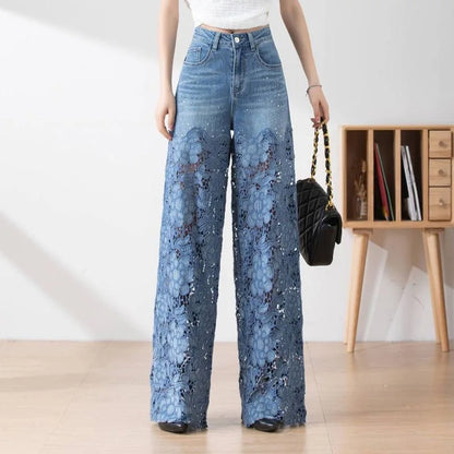 Y2k Women's cute jeans High Leg Waisted Denim Pants