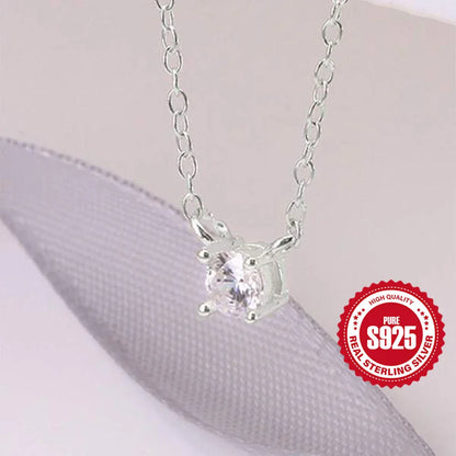 925 Sterling Silver Necklaces Charms for Women Crystal Cross Clavicle Collar Chain Simple Choker Necklace Accessories Gift