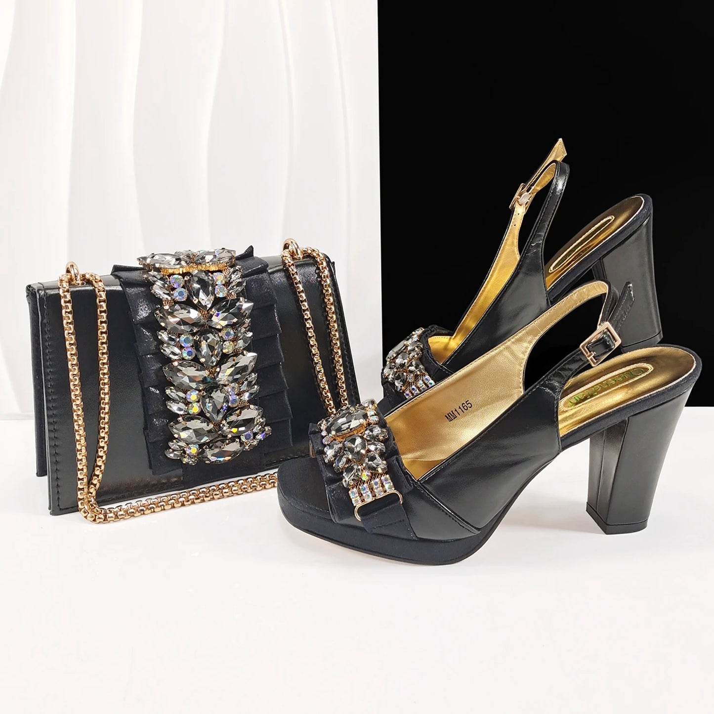 Lastest Italian Design Fashion Style Ladies Shoes with Matching Bag Set 2025 Nigerian Shoes and Bag Set HFG1-2