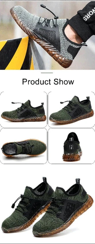 Work Sneakers Men Safety Shoes Construction Steel Toe Work Safety Boots Men Shoes Anti-puncture Work Summer Shoes Breathable