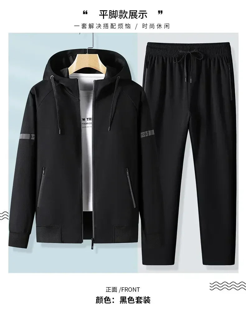 Men Running Sports Tracksuits Hoodies Zipper Outwear Sportwear+Sweatpants Sets Male Workout Sports Outfit Autumn Spring Sets men