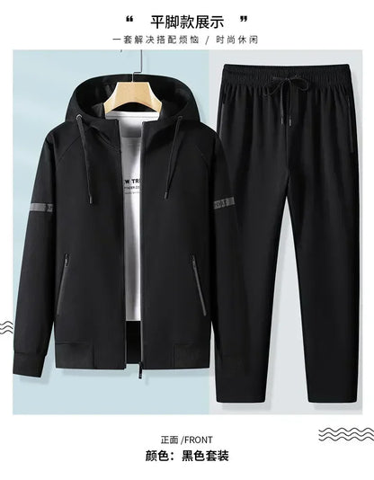 Men Running Sports Tracksuits Hoodies Zipper Outwear Sportwear+Sweatpants Sets Male Workout Sports Outfit Autumn Spring Sets men