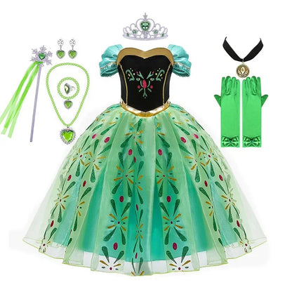 Frozen Elsa Princess For Girls Cosplay Costume Kids Mesh Snow Queen Carnival Birthday Party Dress Up Clothes 2-10Yrs Gown
