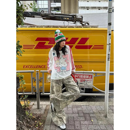 Women Gothic Baggy Y2k Jeans American 2000s Style Embroidery Jean Pants Vintage Harajuku Oversize Denim Trousers Autumn