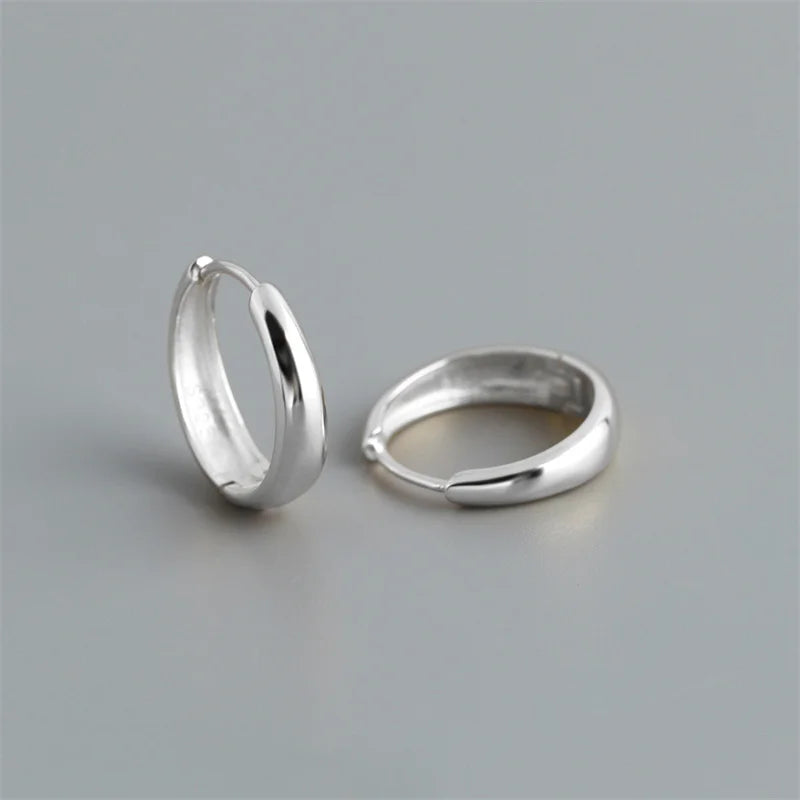 925 Sterling Silver Simple Statement Matte Large Huggies Hoop Earrings for Men Women Fine Gothic Punk Charms S925 Jewelry
