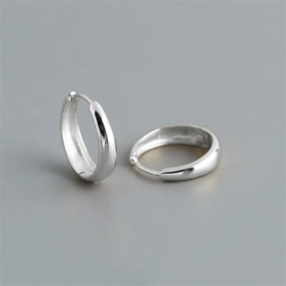 925 Sterling Silver Simple Statement Matte Large Huggies Hoop Earrings for Men Women Fine Gothic Punk Charms S925 Jewelry